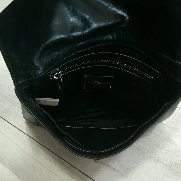 7 For All Mankind Y2k Vintage Black leather clutch Bag Pocket Book Purse - Picture 7 of 10